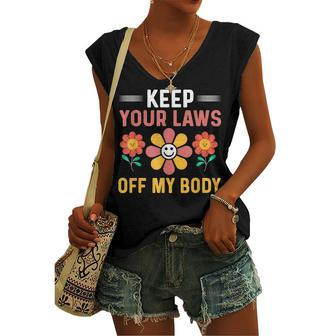 Keep Your Laws Off My Body Pro-Choice Feminist Women's Vneck Tank Top - Seseable