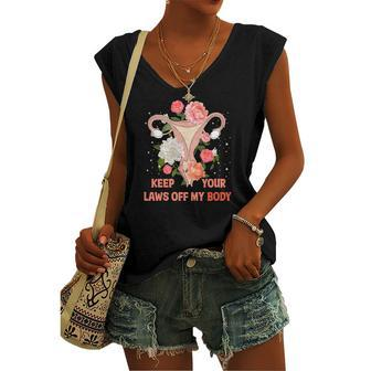 Keep Your Laws Off My Body Pro Choice Uterus Women's Vneck Tank Top - Seseable