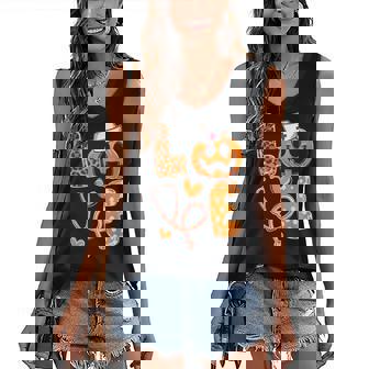 Leopard Love Cna Halloween Nurse Doctor Pumpkin Fall Women's Vneck Tank Top - Seseable