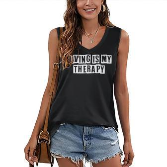 Lovely Funny Cool Sarcastic Diving Is My Therapy Women's V-neck Casual Sleeveless Tank Top - Thegiftio UK