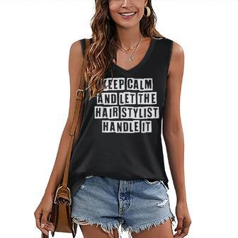 Lovely Funny Cool Sarcastic Keep Calm And Let The Hair Women's V-neck Casual Sleeveless Tank Top - Thegiftio UK