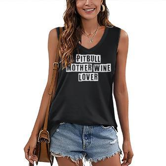 Lovely Funny Cool Sarcastic Pitbull Mother Wine Lover Women's V-neck Casual Sleeveless Tank Top - Thegiftio UK
