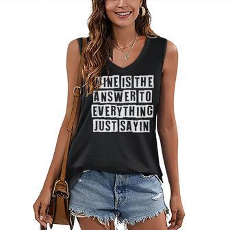 Lovely Funny Cool Sarcastic Wine Is The Answer To Everything Women's V-neck Casual Sleeveless Tank Top - Thegiftio UK