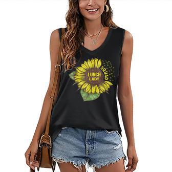 Lunch Lady Squad Sunflower Print Lunch Ladies Back To School Women's V-neck Casual Sleeveless Tank Top - Thegiftio UK