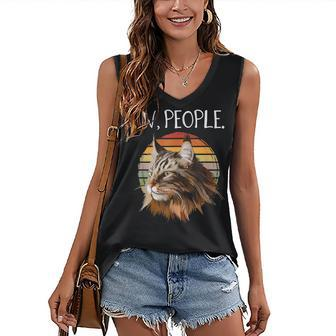 Maine Coon Cat Funny Womens Ew People Meowy Cat Lovers Women's V-neck Casual Sleeveless Tank Top - Thegiftio UK