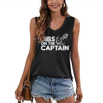 Mens Funny Captain Wife Dibs On The Captain Funny Fishing Quote Women's V-neck Casual Sleeveless Tank Top - Thegiftio UK