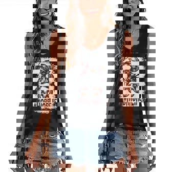 Messy Bun Horror Life Horror Movie Horror Mom Halloween Women's V-neck Casual Sleeveless Tank Top - Thegiftio