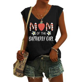 Mom Of The Birthday Girl First Birthday Berry Themed Party Women's Vneck Tank Top - Seseable