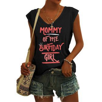 Mommy Of The Birthday Girl Mother Mama Daughters Bday Party Women's Vneck Tank Top - Seseable