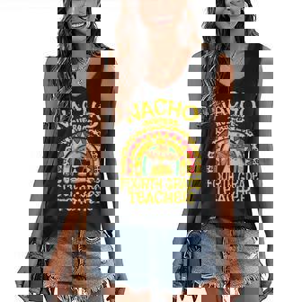 Nacho Average 4Th Grade Teacher Matching Mexican Teacher Women's V-neck Casual Sleeveless Tank Top - Thegiftio