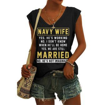 Navy Wife - Wife Of A Navy Veteran Women's V-neck Casual Sleeveless Tank Top - Monsterry