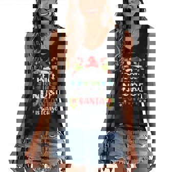 Nurse Christmas - Be Nice To The Nurse Santa Is Watching Women's V-neck Casual Sleeveless Tank Top - Thegiftio