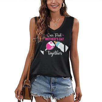 Our First Mothers Day Together Day With Milk And Wine V2 Women's V-neck Casual Sleeveless Tank Top - Thegiftio