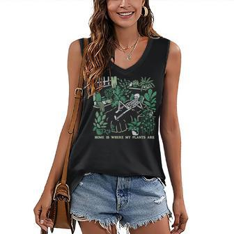 Plants Lovers Gardeners Home Is Where My Plants Are Women's V-neck Casual Sleeveless Tank Top - Thegiftio UK