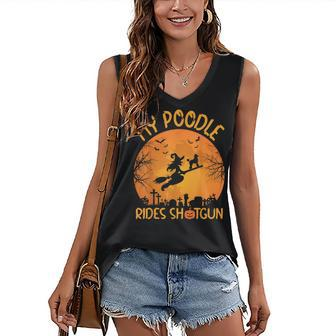 My Poodle Rides Shotgun Witch Halloween Women's Vneck Tank Top - Seseable