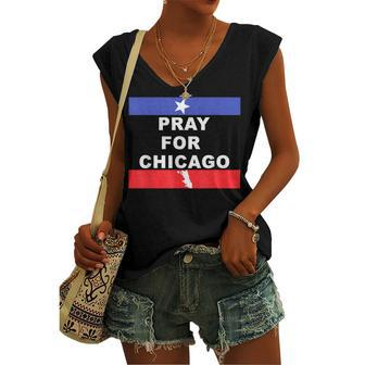 Pray For Chicago Encouragement Distressed Women's Vneck Tank Top - Seseable