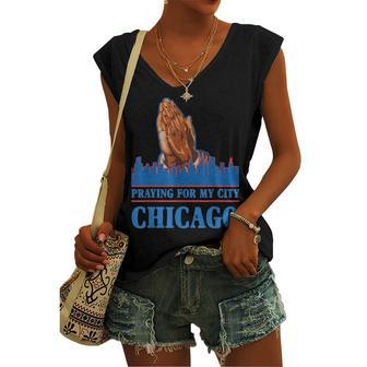 Pray For Chicago Chicago Shooting Support Chicago Women's Vneck Tank Top - Seseable