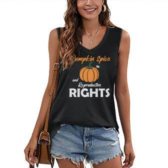 Pumpkin Spice And Reproductive Rights Fall Season Women's Vneck Tank Top - Seseable