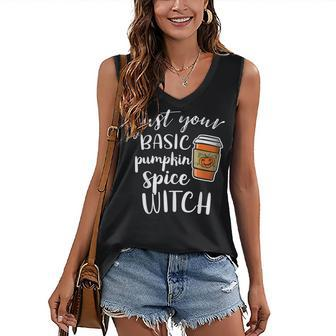Pumpkin Spice Witch Halloween Basic Witches Costume Women's Vneck Tank Top - Seseable