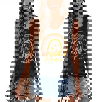 Rainbow Spooky Mama Spooky Mini Mommy And Me Funny Halloween Women's V-neck Casual Sleeveless Tank Top - Thegiftio