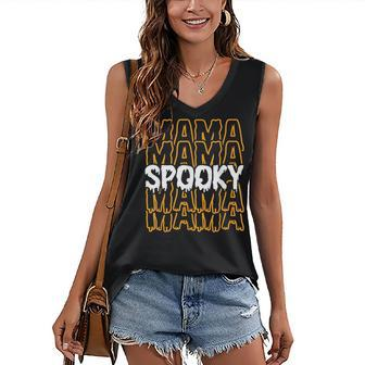 Retro Groovy Spooky Mama Faboolous Mama Halloween Costume Women's Vneck Tank Top - Seseable
