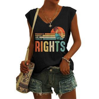 Womens Rights Are Human Rights Feminist Pro Choice Vintage Women's Vneck Tank Top - Seseable