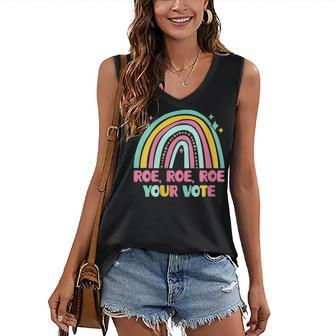 Womens Roe Your Vote Rainbow Retro Pro Choice Womens Rights Women's Vneck Tank Top - Seseable
