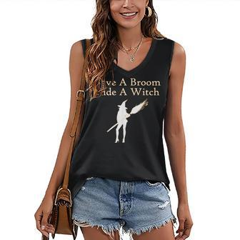 Save A Broom Ride A Witch Halloween Women's Vneck Tank Top - Seseable