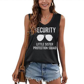 Security Little Sister Protection Squad Funny Women's V-neck Casual Sleeveless Tank Top - Thegiftio UK
