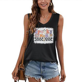 Spooky Mama Floral Ghost Boo Mom And Mini Matching Halloween Women's V-neck Casual Sleeveless Tank Top - Thegiftio UK