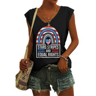 Stars Stripes &Amp Equal Rights Rainbow American Flag Feminist Women's V-neck Tank Top