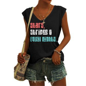 Stars Stripes And Equal Rights Womens Rights 4Th Of July Women's Vneck Tank Top - Seseable