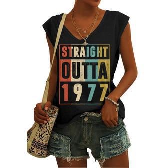 Straight Outta 1977 Vintage Graphic 45 Yrs Old 45Th Birthday Women's Vneck Tank Top - Seseable