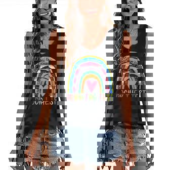 Test Day Rock The Test Teacher Testing Day Rainbow Teacher V2 Women's V-neck Casual Sleeveless Tank Top - Thegiftio