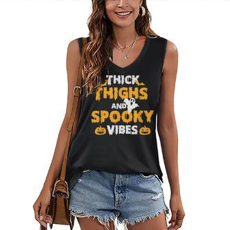 Thick Thighs And Spooky Vibes Halloween Costume V2 Women's Vneck Tank Top - Seseable