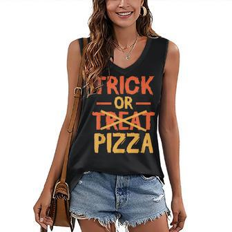 Trick Or Pizza Foodie Treat Halloween Food Lover Costume Women's Vneck Tank Top - Seseable