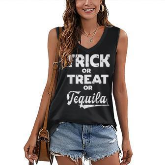 Trick Or Treat Or Tequila Halloween Costume Women's Vneck Tank Top - Seseable