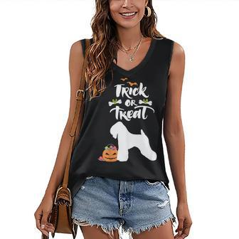 Trick Or Treat Wheaten Terrier Dog Halloween Costume Women's Vneck Tank Top - Seseable