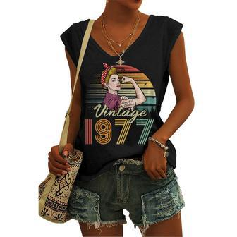 Vintage 1977 Limited Edition 1977 45Th Birthday 45 Years Old Women's Vneck Tank Top - Seseable