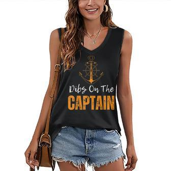 Vintage Dibs On The Captain Funny Captain Wife Quote Women's V-neck Casual Sleeveless Tank Top - Thegiftio UK