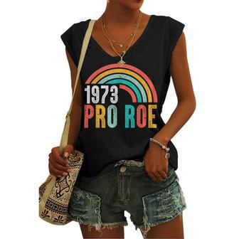 Vintage Rainbow 1973 Pro Roe Feminist Reproductive Rights Women's Vneck Tank Top - Seseable