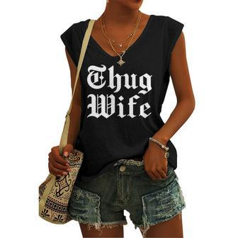 Vintage Thug Wife Tough Mom Women&8217S Women's V-neck Tank Top | Mazezy