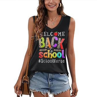 Welcome Back To School Nurse First Day Of School Leopard V6 Women's V-neck Casual Sleeveless Tank Top - Thegiftio UK