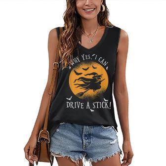 Why Yes I Can Drive A Stick For A Halloween Witch Women's Vneck Tank Top - Seseable