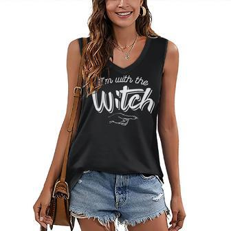 Im With The Witch Arrow Happy Halloween October 31 T Women's Vneck Tank Top - Seseable