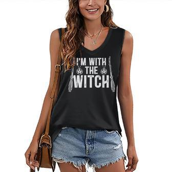 Im With The Witch For A Couples Halloween Witches Women's Vneck Tank Top - Seseable