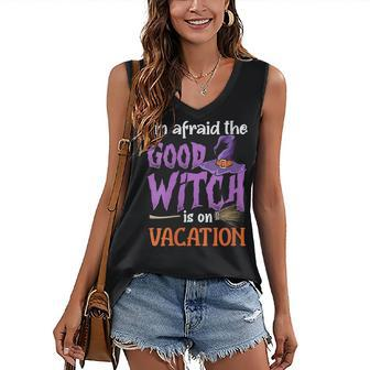 Womens Witch Halloween Broomstick Bad Witch Women's Vneck Tank Top - Seseable