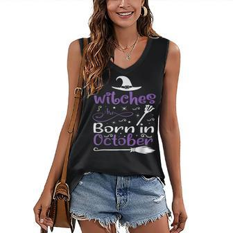 Witches Are Born In October Birthday Halloween Womens Witch Women's Vneck Tank Top - Seseable