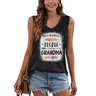 Womens Bleached My Favorite People Call Me Grandma Mothers Day Women's V-neck Casual Sleeveless Tank Top - Thegiftio UK