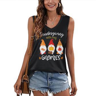 Womens Hangin Thanksgiving With My Gnomies Fall Funny Women's V-neck Casual Sleeveless Tank Top - Thegiftio UK